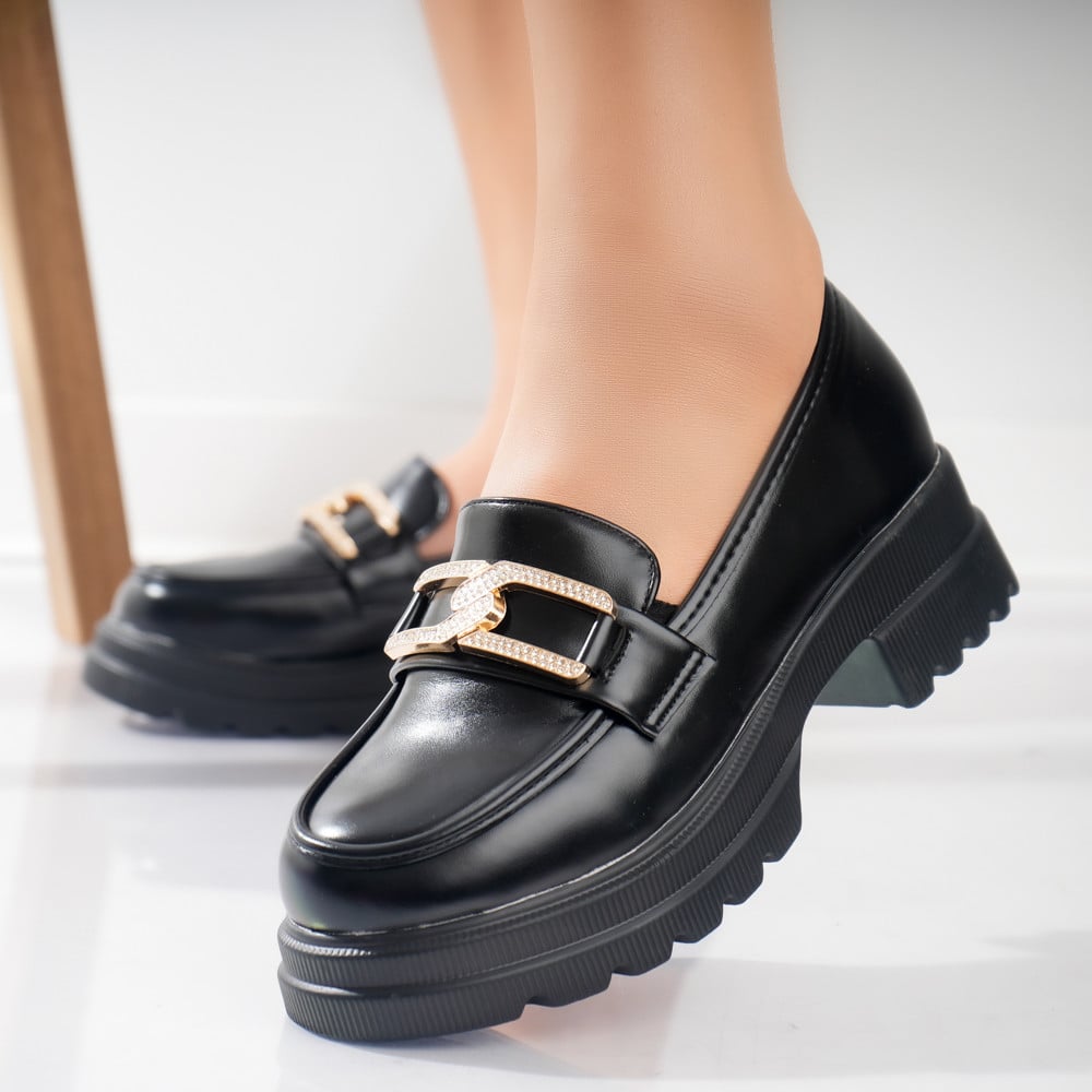 Pantofi dama casual Negri din Piele Ecologica Aidora - poza 1