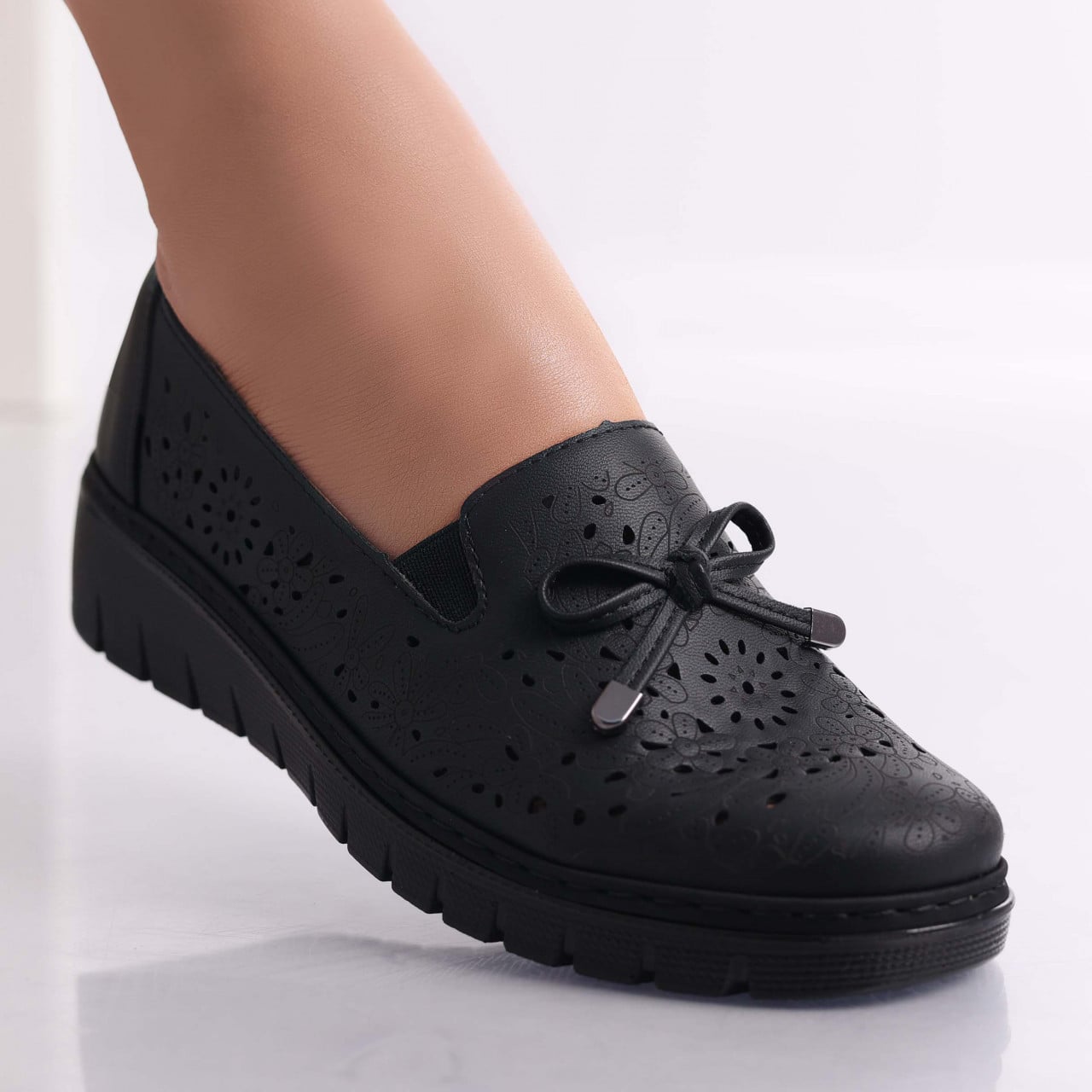Pantofi dama casual Negri din Piele Ecologica Ailen - poza 1