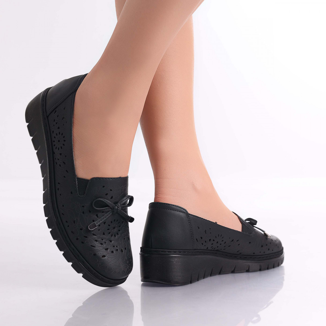 Pantofi dama casual Negri din Piele Ecologica Ailen - poza 2