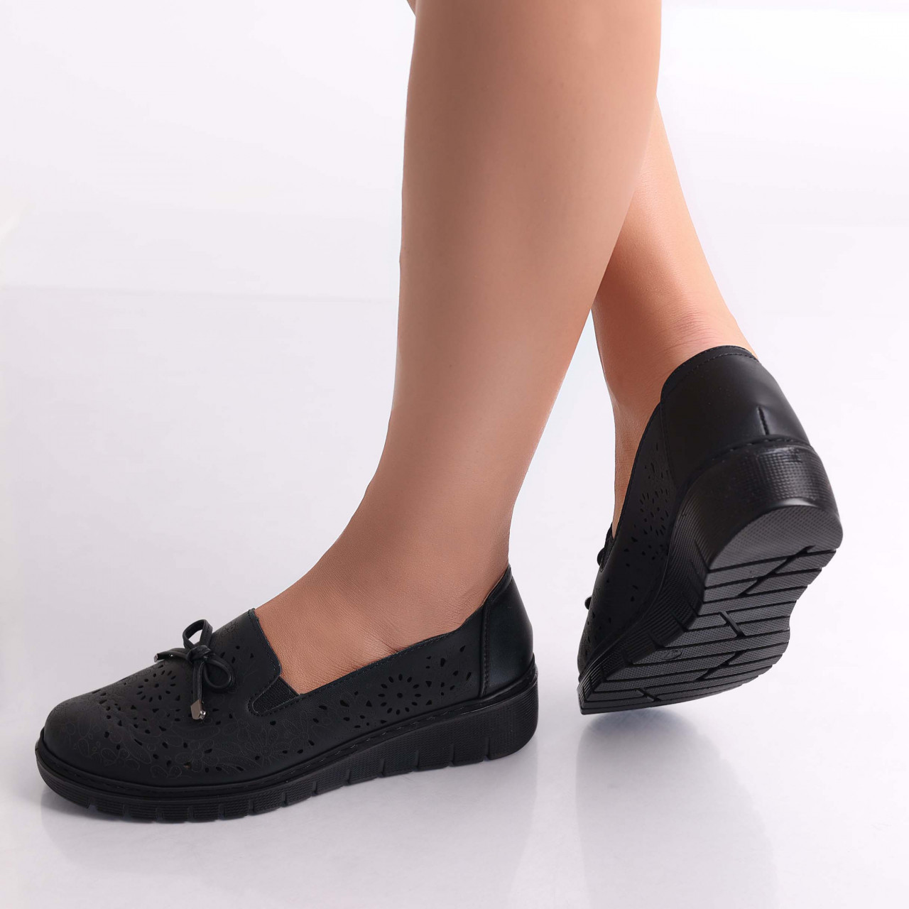 Pantofi dama casual Negri din Piele Ecologica Ailen - poza 3