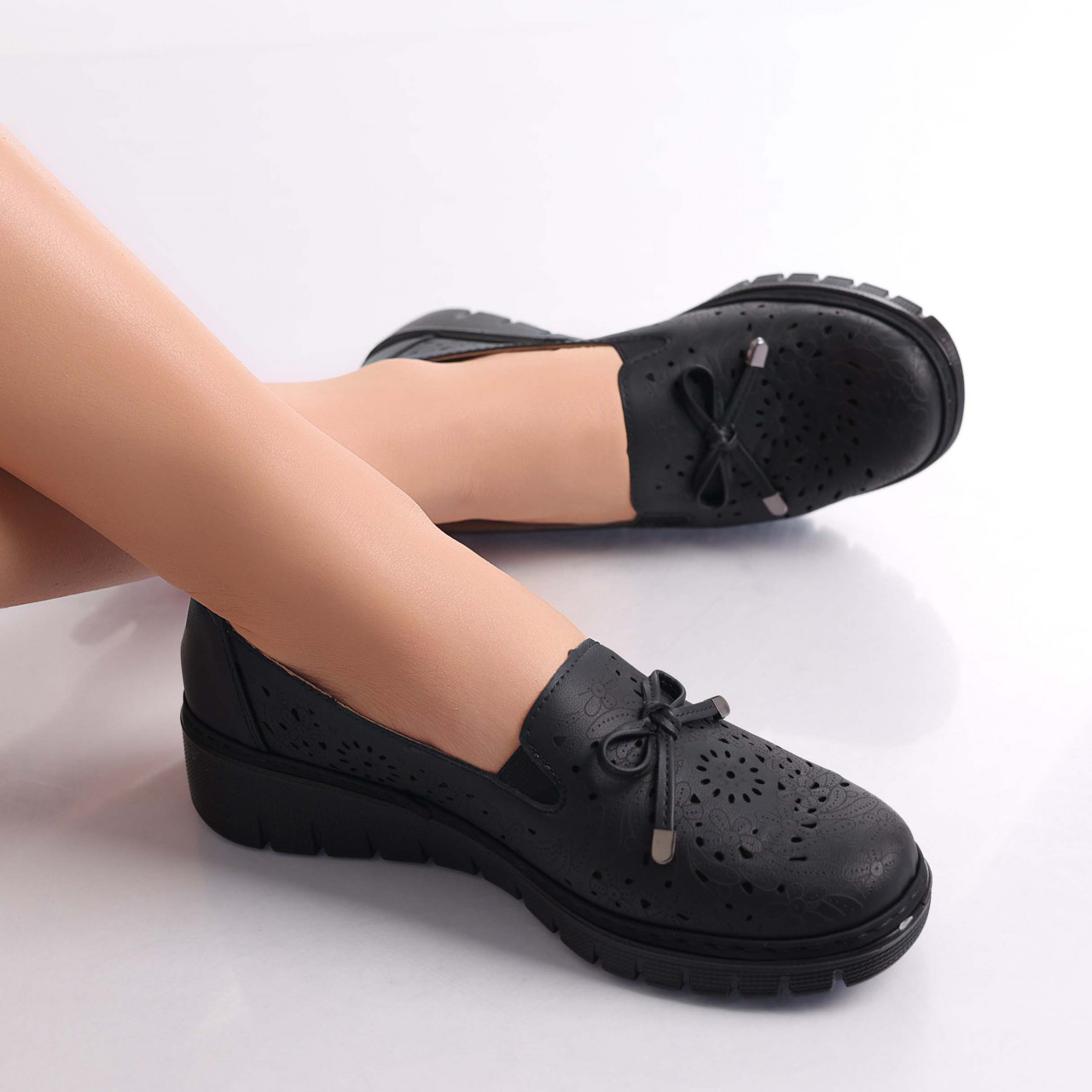 Pantofi dama casual Negri din Piele Ecologica Ailen - poza 5