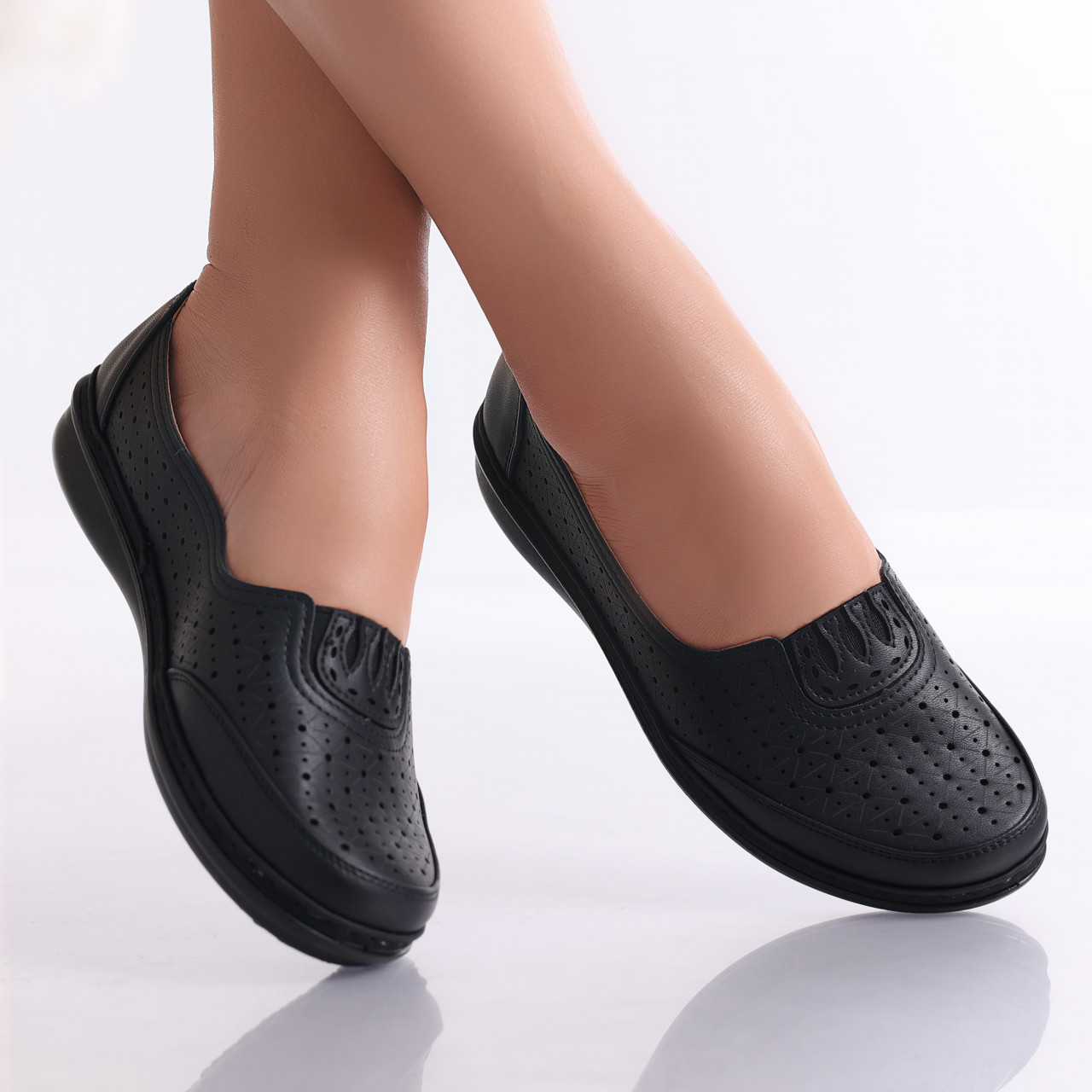 Pantofi dama casual Negri din Piele Ecologica Aluran - poza 2
