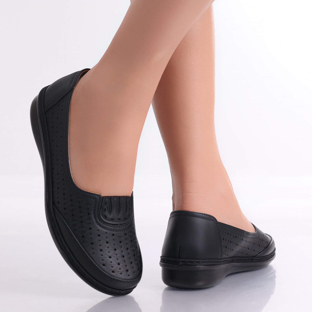 Pantofi dama casual Negri din Piele Ecologica Aluran - poza 3