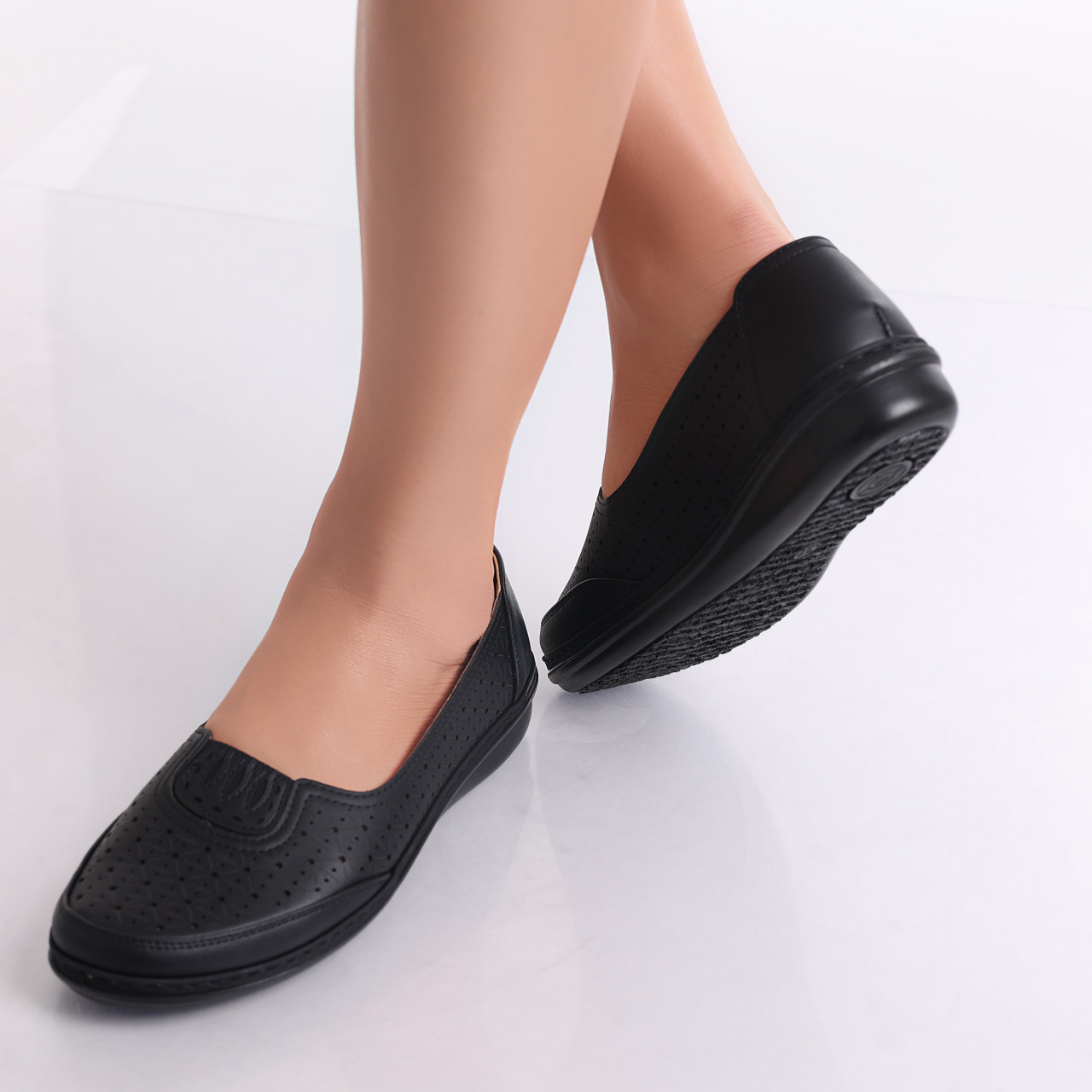 Pantofi dama casual Negri din Piele Ecologica Aluran - poza 4