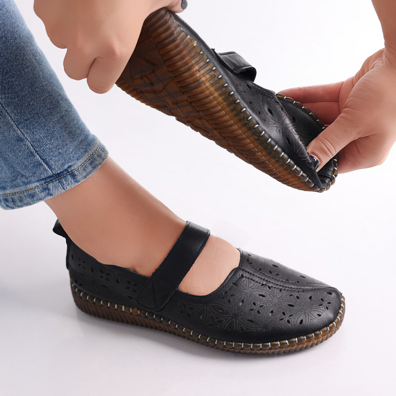 Pantofi dama casual Negri din Piele Ecologica Amata - poza 2