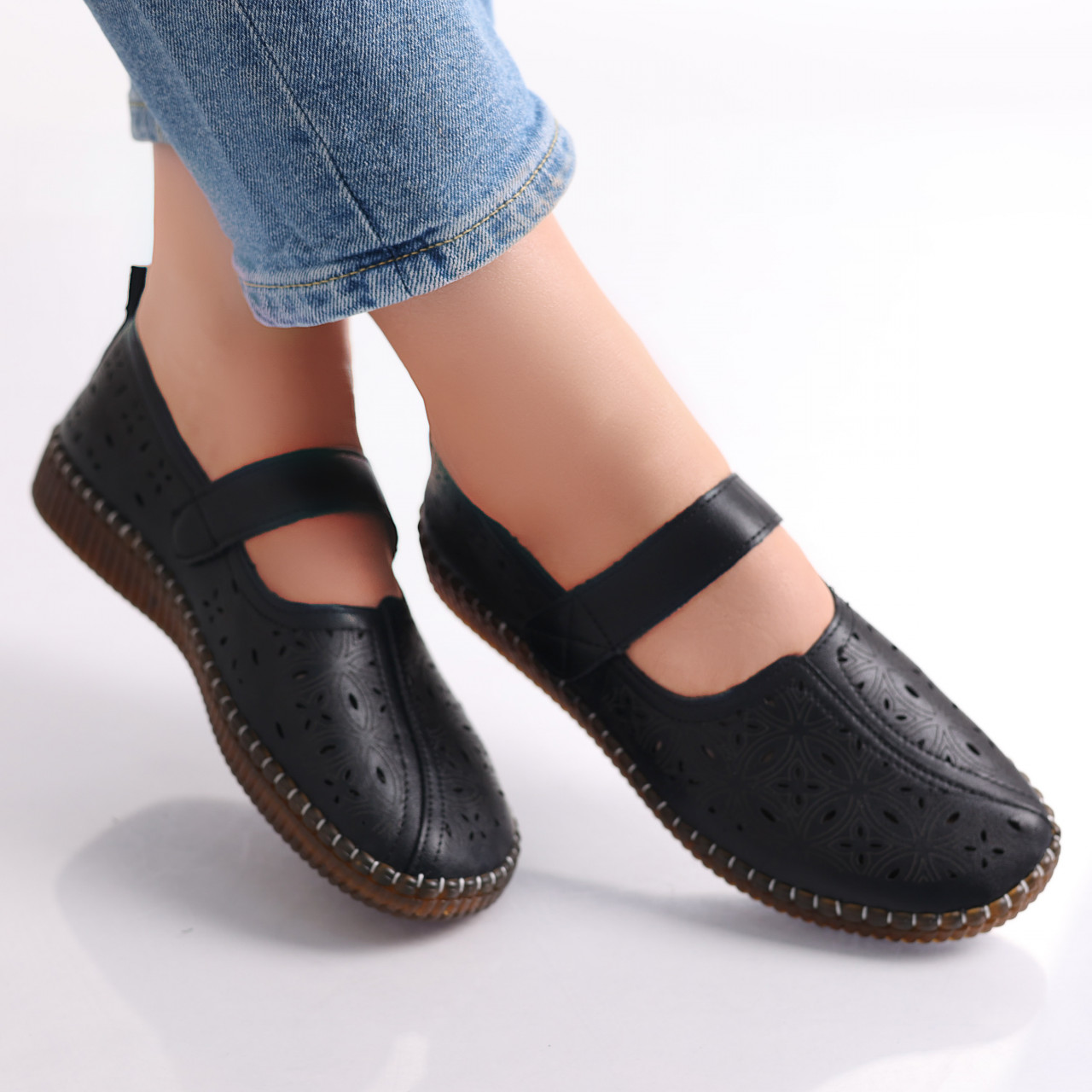 Pantofi dama casual Negri din Piele Ecologica Amata - poza 3