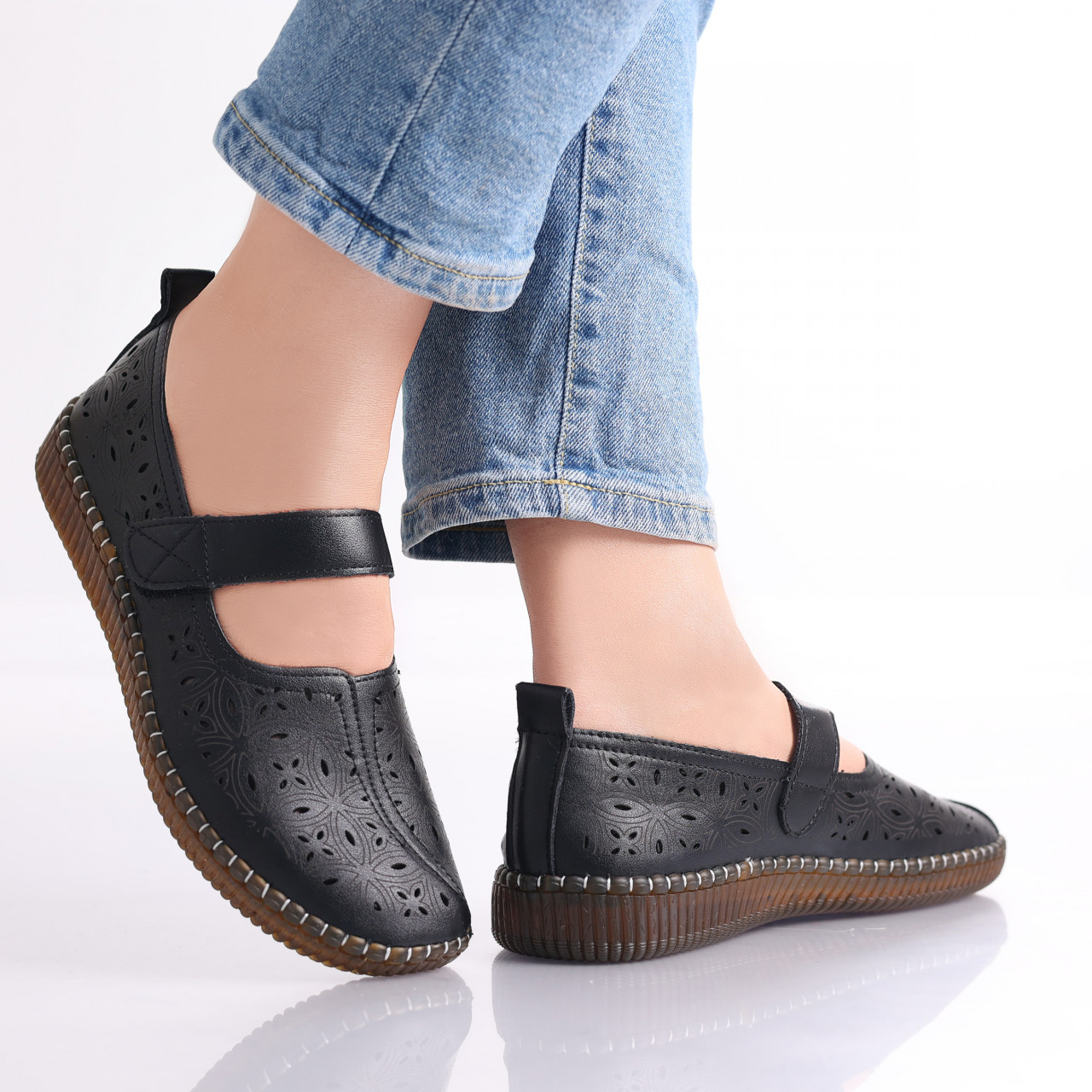 Pantofi dama casual Negri din Piele Ecologica Amata - poza 4