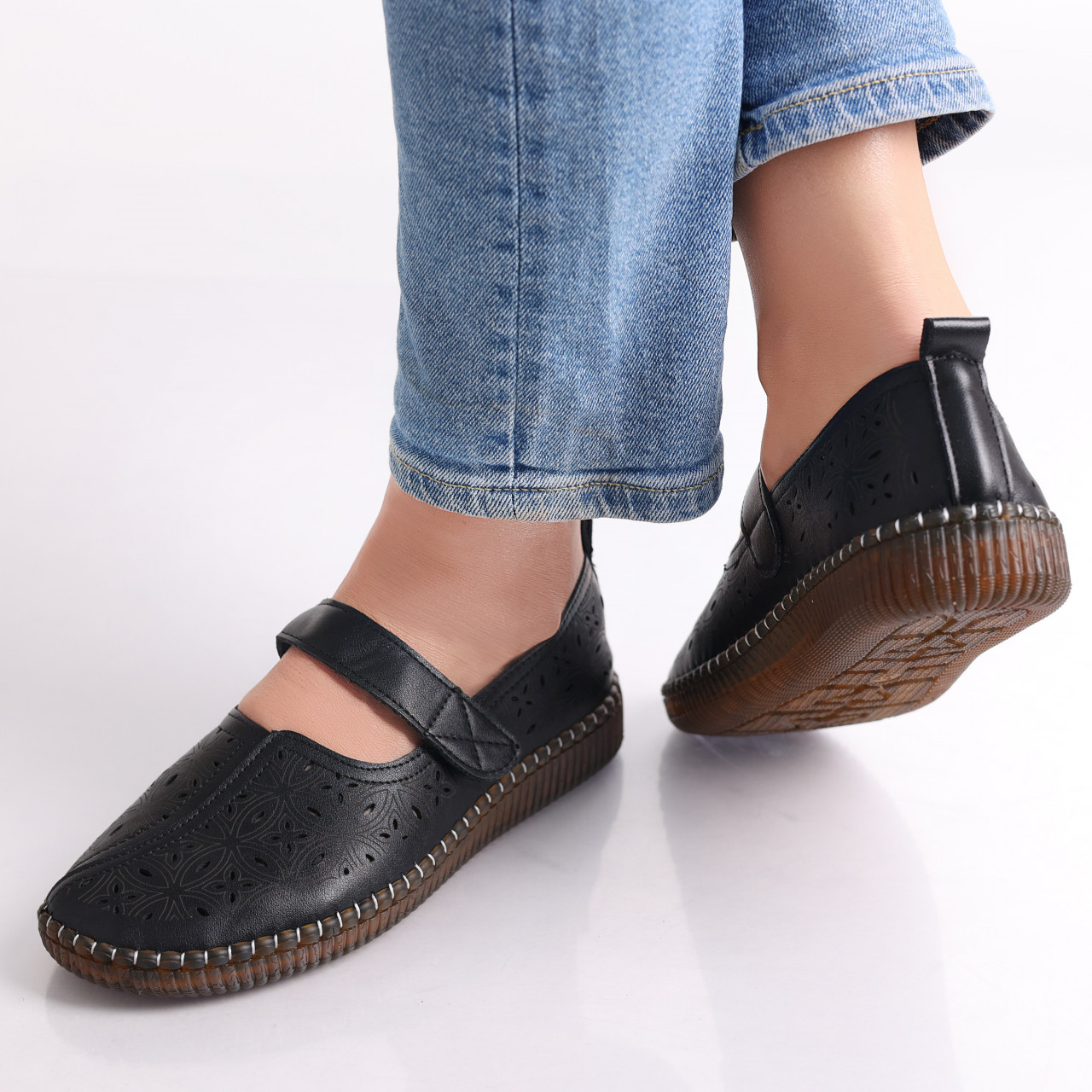 Pantofi dama casual Negri din Piele Ecologica Amata - poza 5