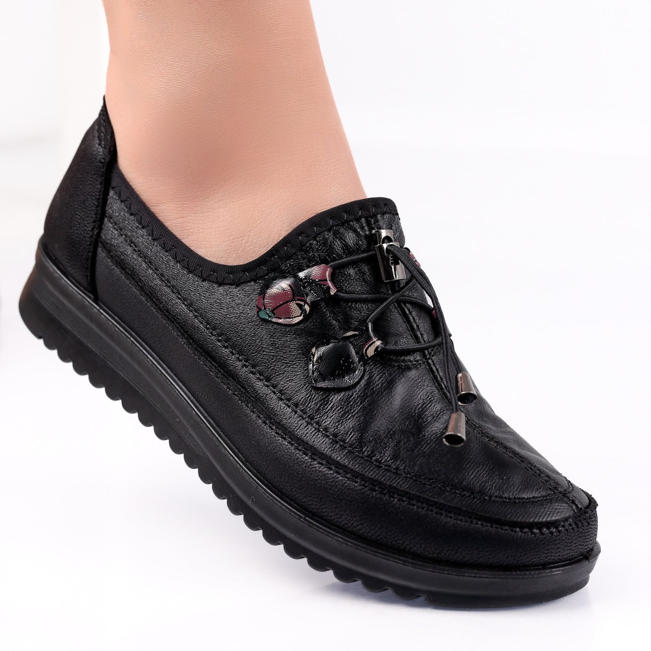 Pantofi dama casual Negri din Piele Ecologica Anetia - poza 1