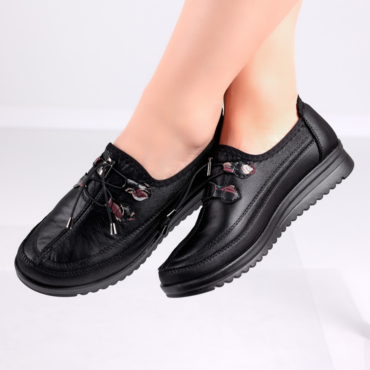 Pantofi dama casual Negri din Piele Ecologica Anetia - poza 2