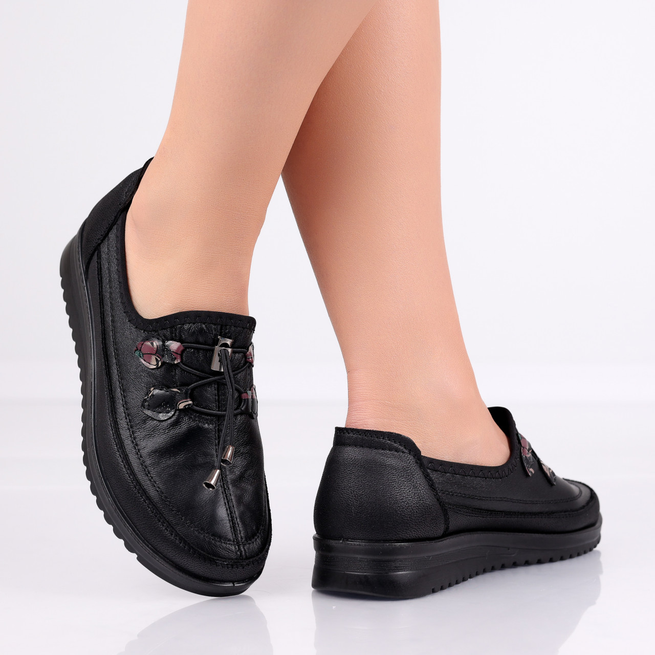 Pantofi dama casual Negri din Piele Ecologica Anetia - poza 3