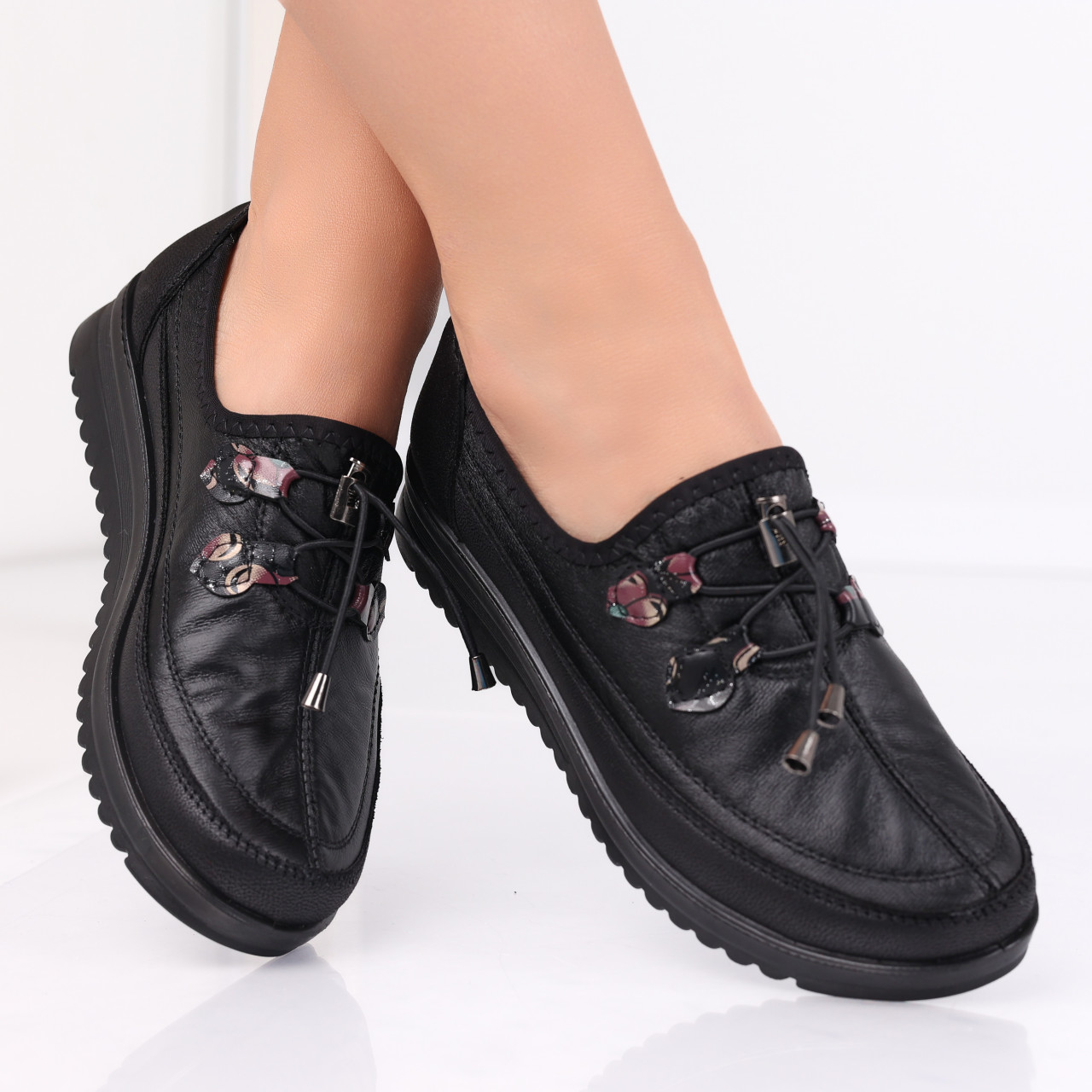 Pantofi dama casual Negri din Piele Ecologica Anetia - poza 4