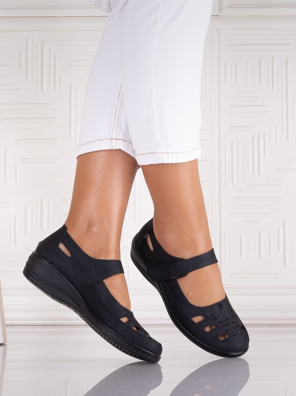 Pantofi dama casual Negri din Piele Ecologica Araua - poza 3