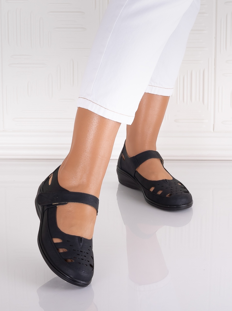Pantofi dama casual Negri din Piele Ecologica Araua - poza 5