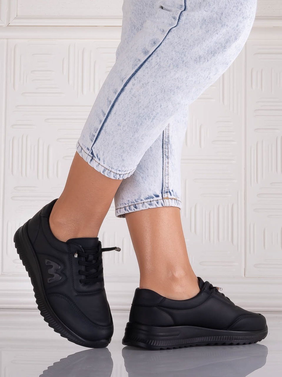 Pantofi dama Casual Negri din Piele Ecologica Arela - poza 1