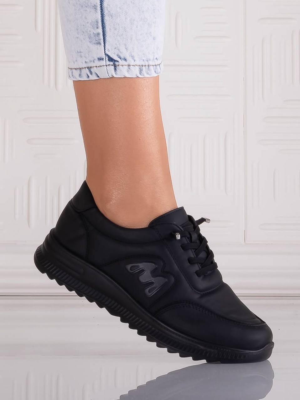 Pantofi dama Casual Negri din Piele Ecologica Arela - poza 3