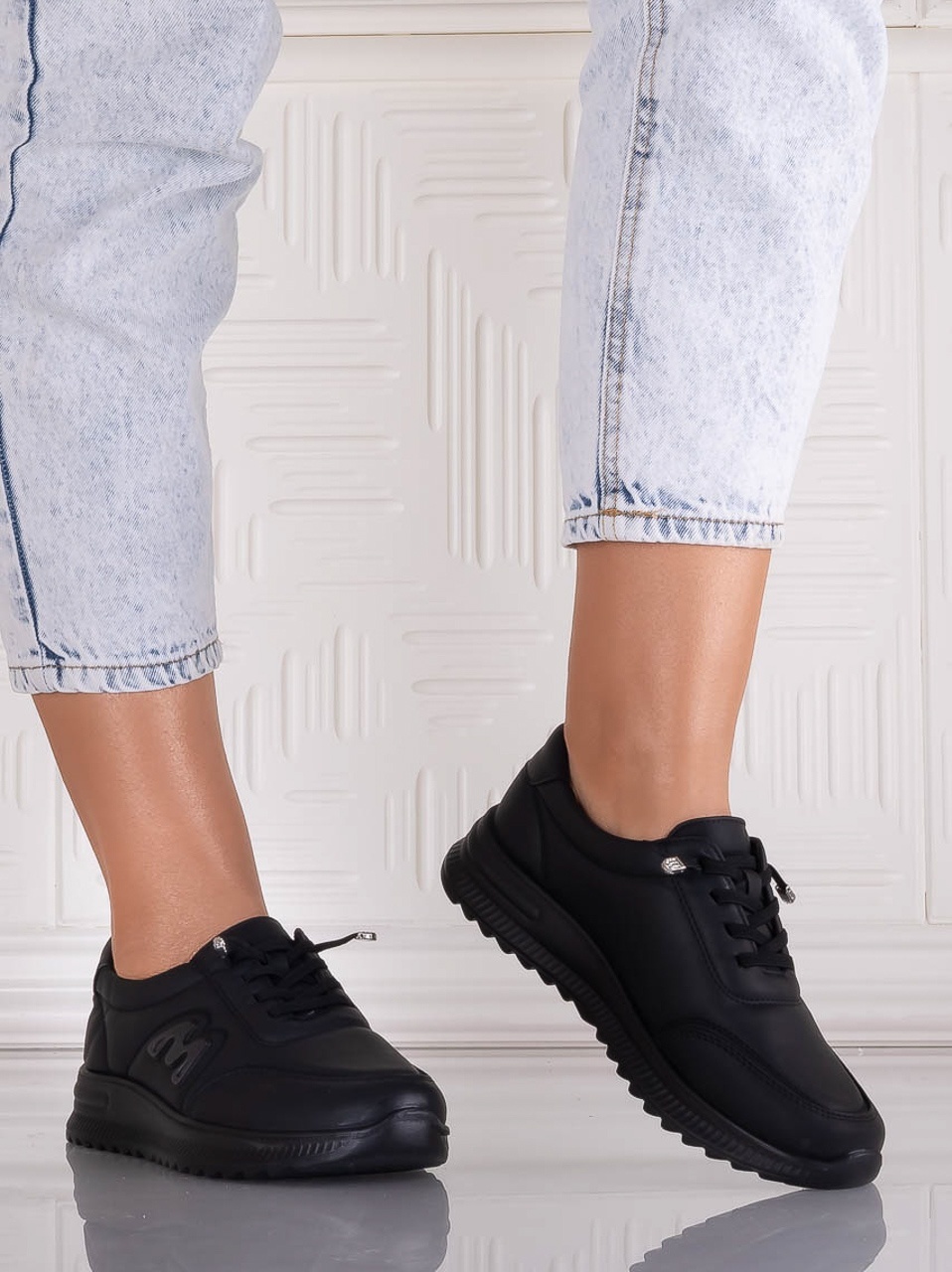 Pantofi dama Casual Negri din Piele Ecologica Arela - poza 4