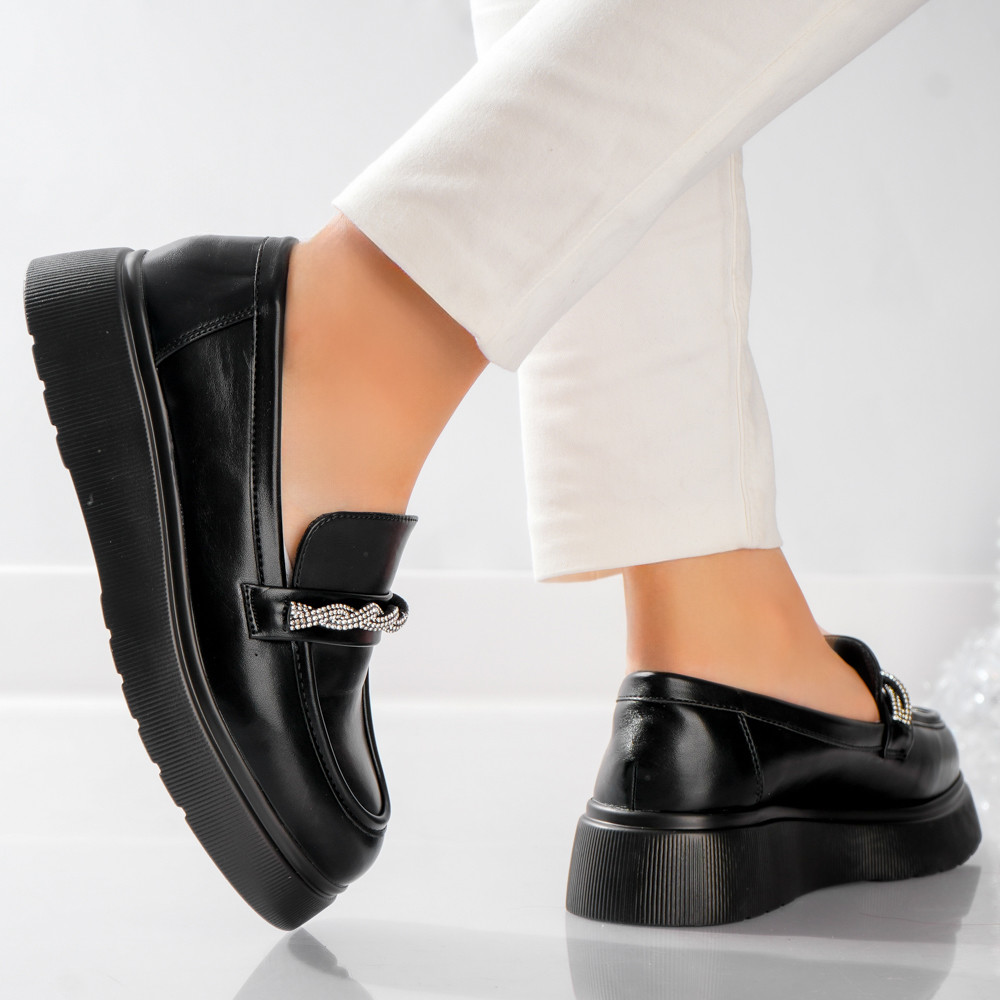 Pantofi dama casual Negri din Piele Ecologica Arjun - poza 2