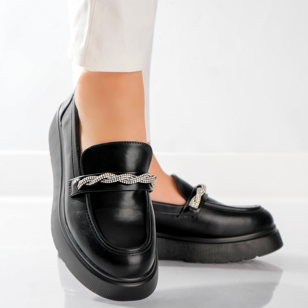 Pantofi dama casual Negri din Piele Ecologica Arjun - poza 3