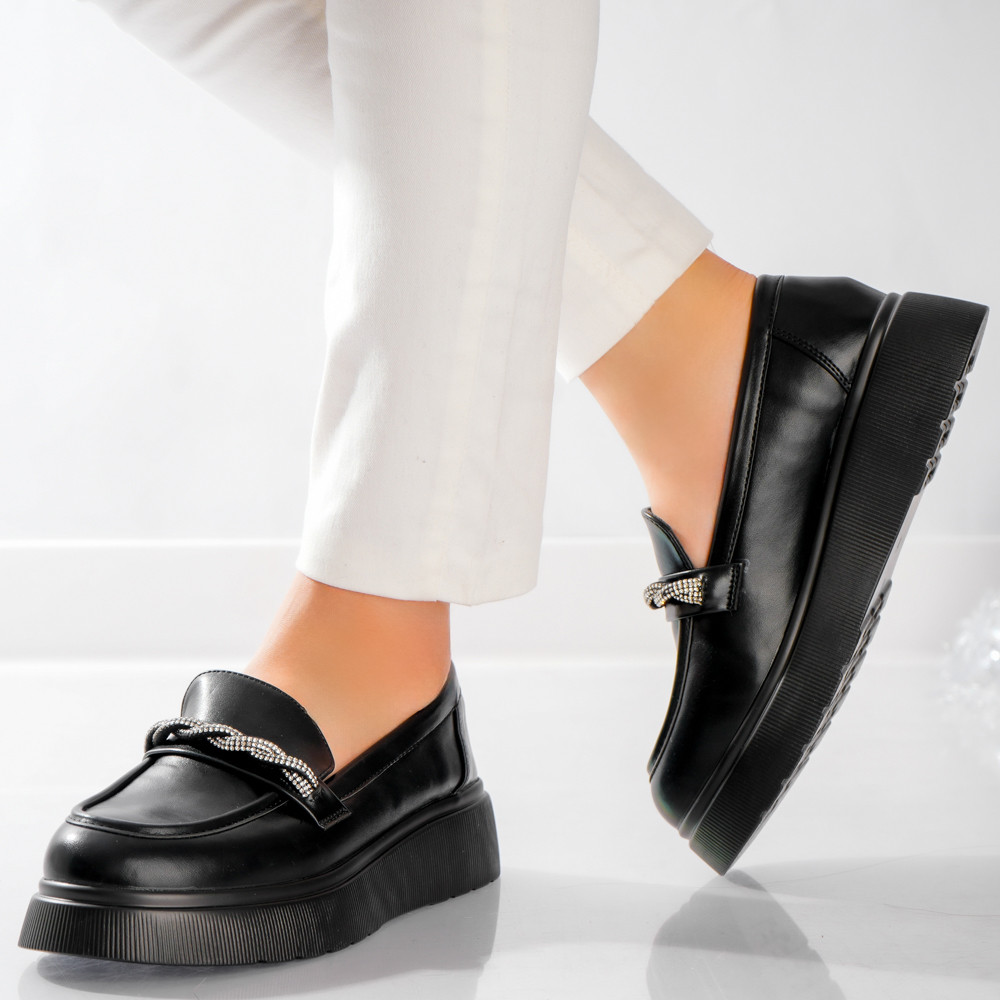 Pantofi dama casual Negri din Piele Ecologica Arjun - poza 4