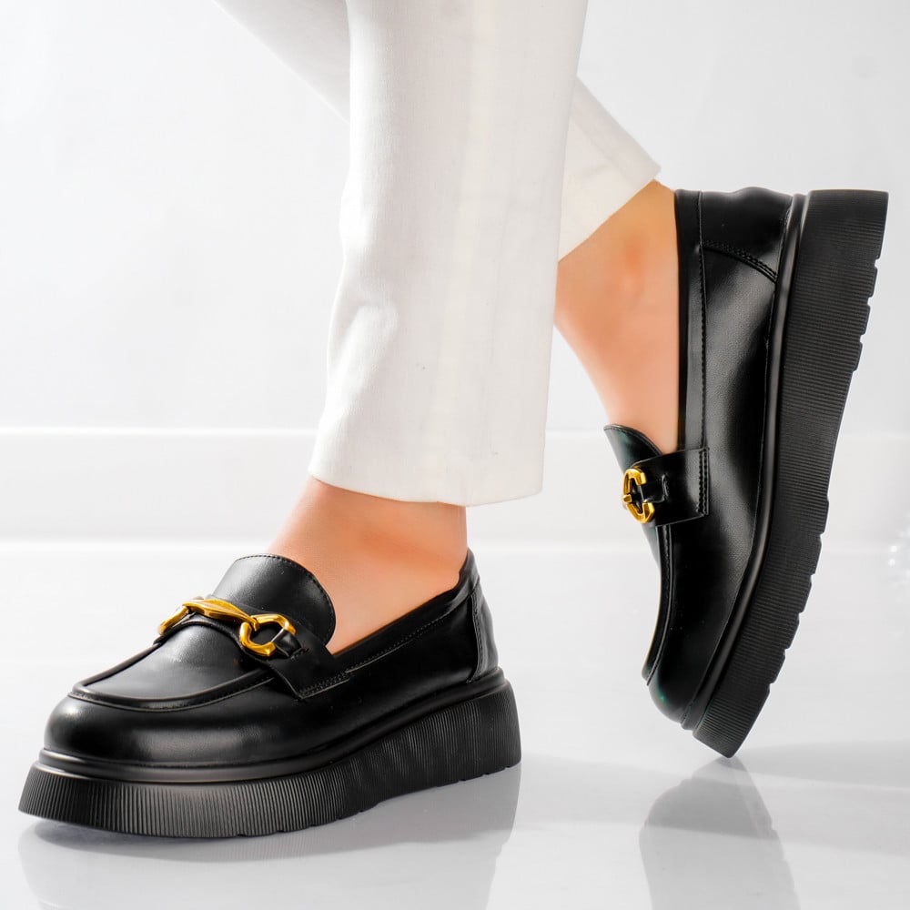 Pantofi dama casual Negri din Piele Ecologica Arola - poza 1
