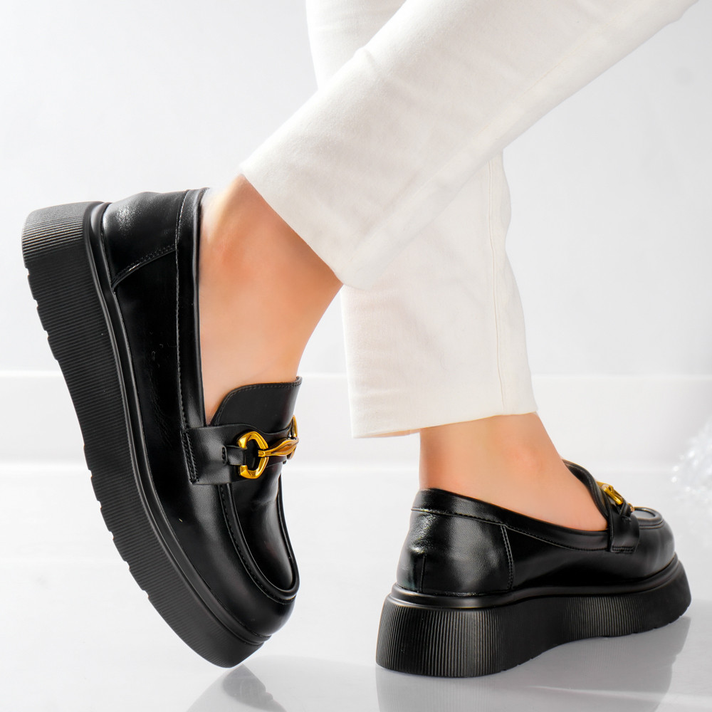 Pantofi dama casual Negri din Piele Ecologica Arola - poza 2