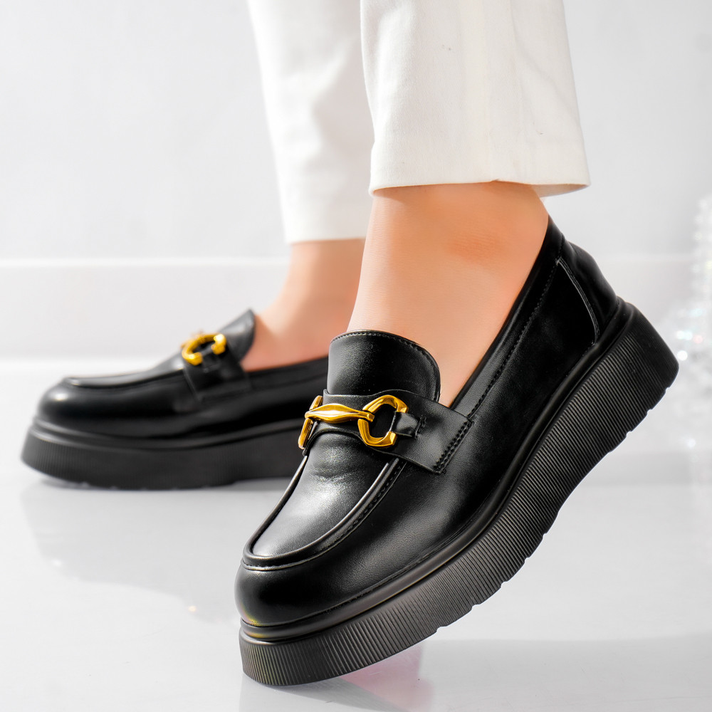 Pantofi dama casual Negri din Piele Ecologica Arola - poza 3
