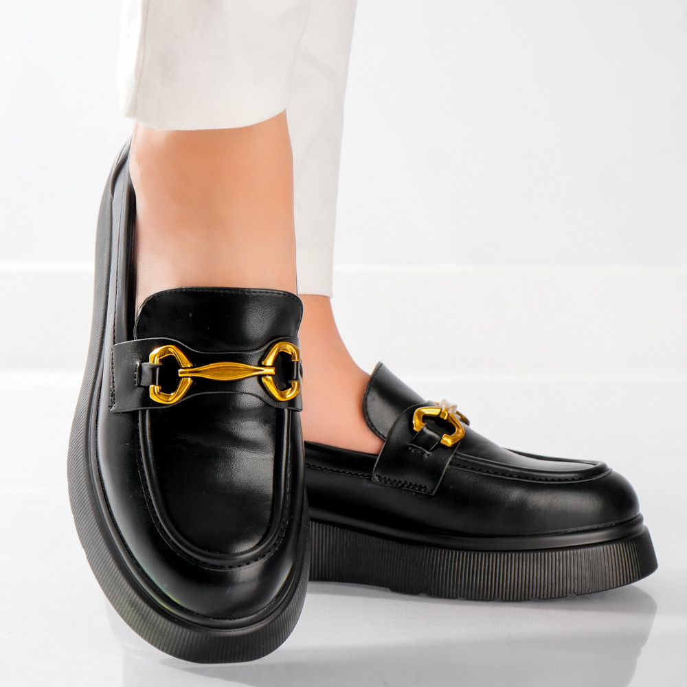 Pantofi dama casual Negri din Piele Ecologica Arola - poza 4