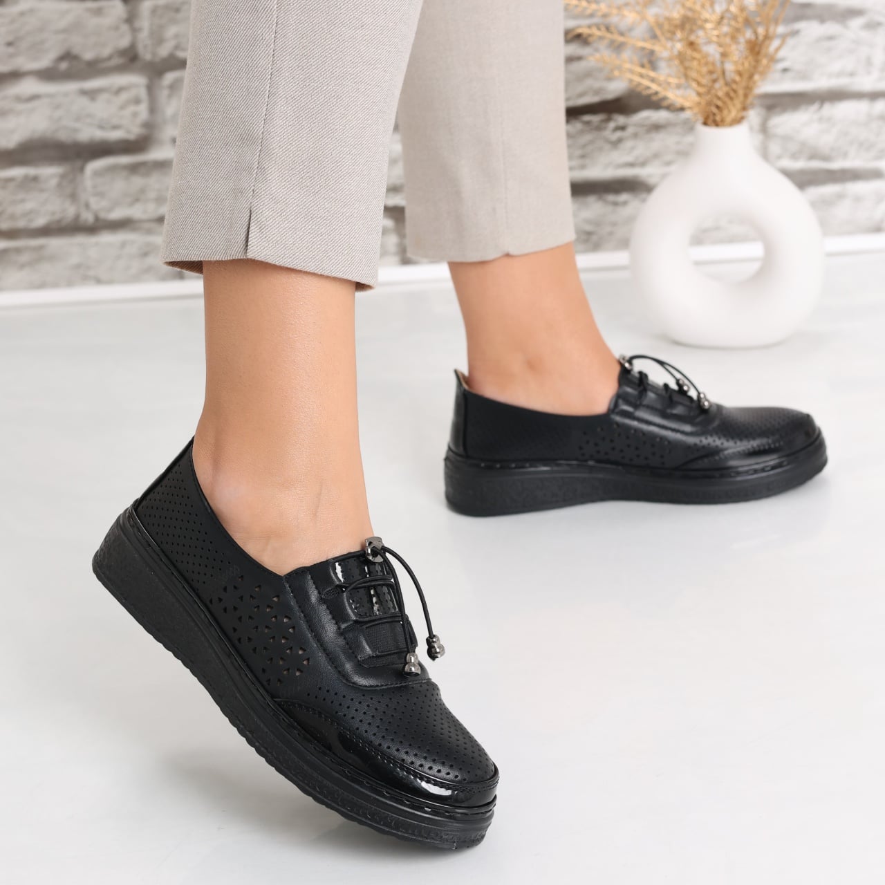 Pantofi dama casual Negri din Piele Ecologica Ascan - poza 1