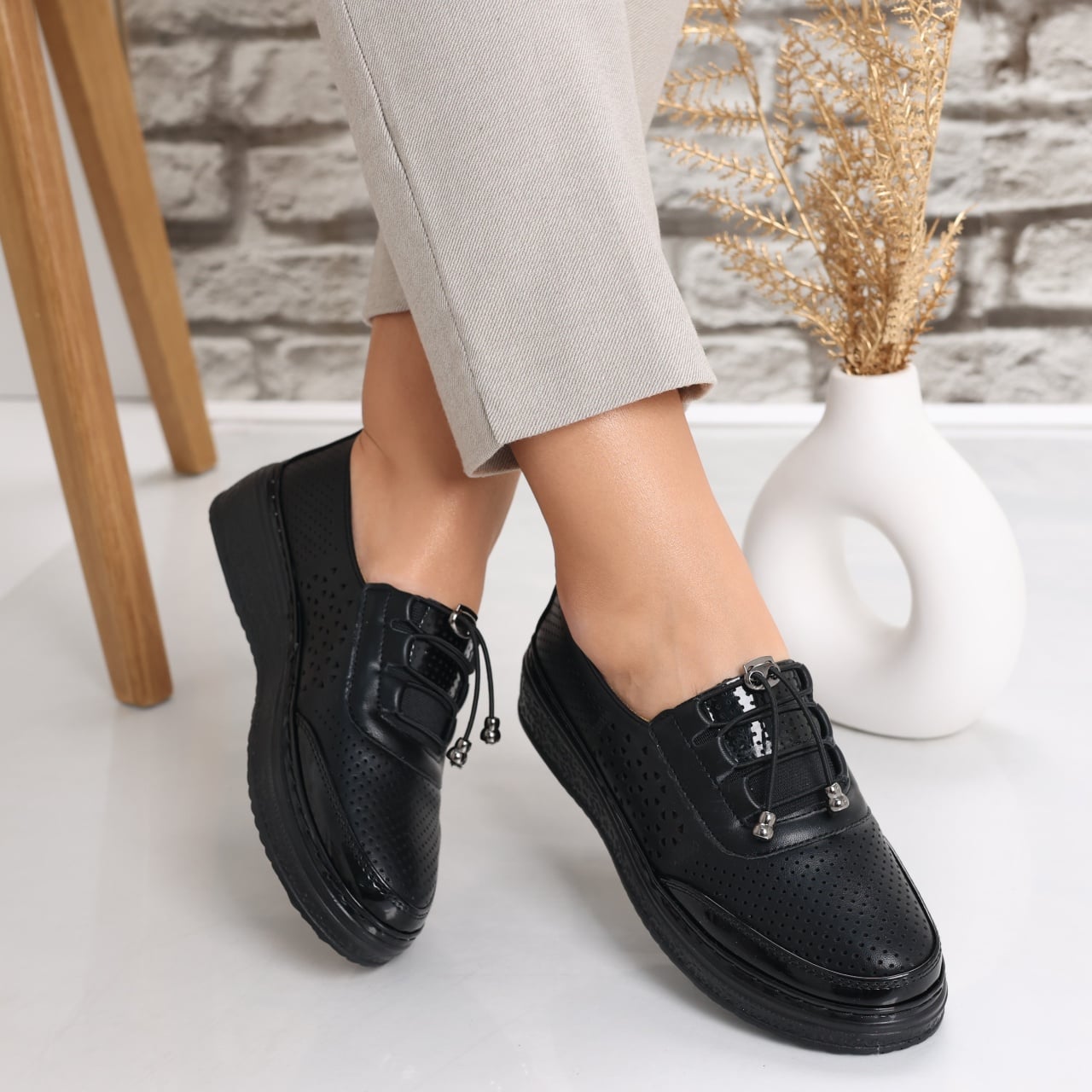 Pantofi dama casual Negri din Piele Ecologica Ascan - poza 2