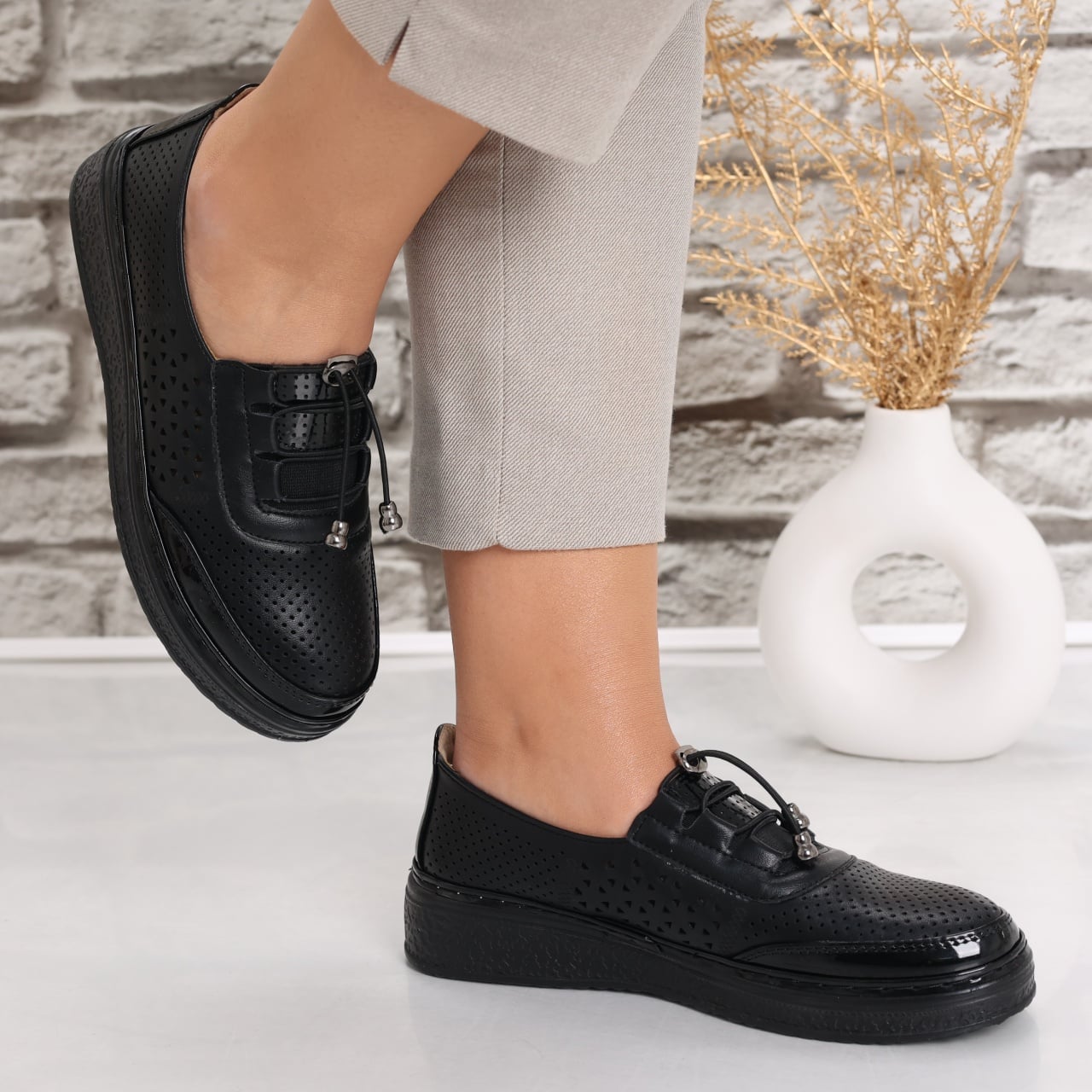 Pantofi dama casual Negri din Piele Ecologica Ascan - poza 4