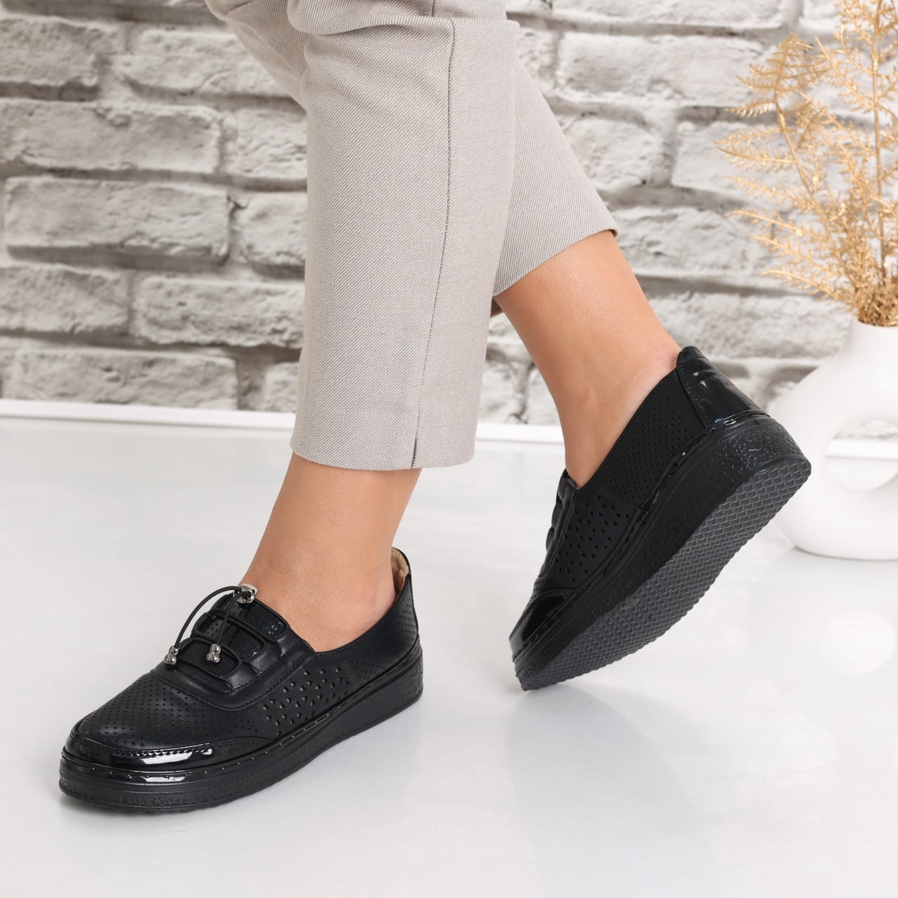 Pantofi dama casual Negri din Piele Ecologica Ascan - poza 5