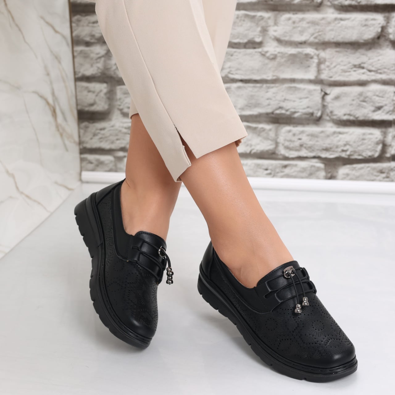 Pantofi dama casual Negri din Piele Ecologica Asnes - poza 3