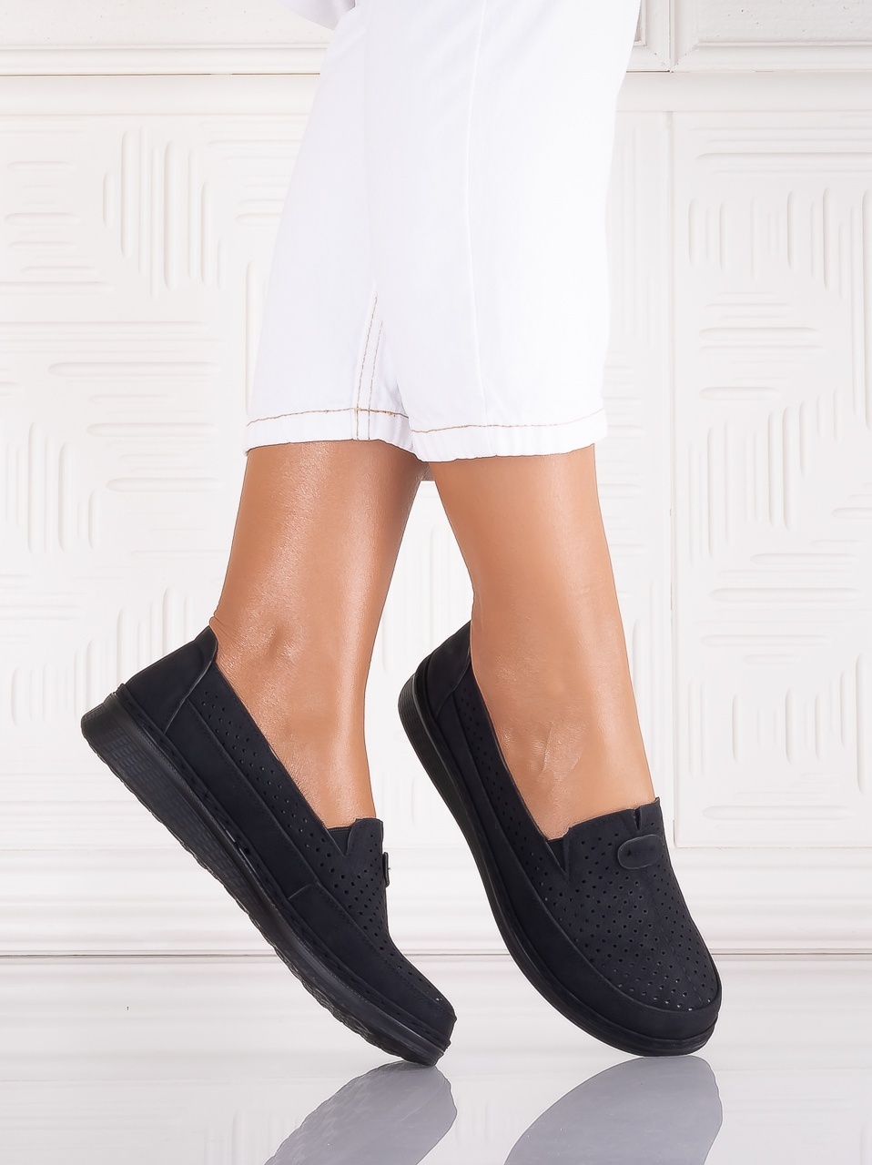 Pantofi dama casual Negri din Piele Ecologica Atinos - poza 2