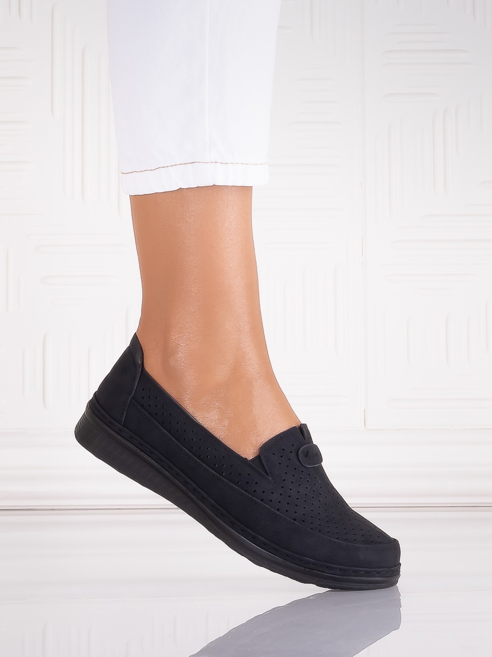Pantofi dama casual Negri din Piele Ecologica Atinos - poza 3
