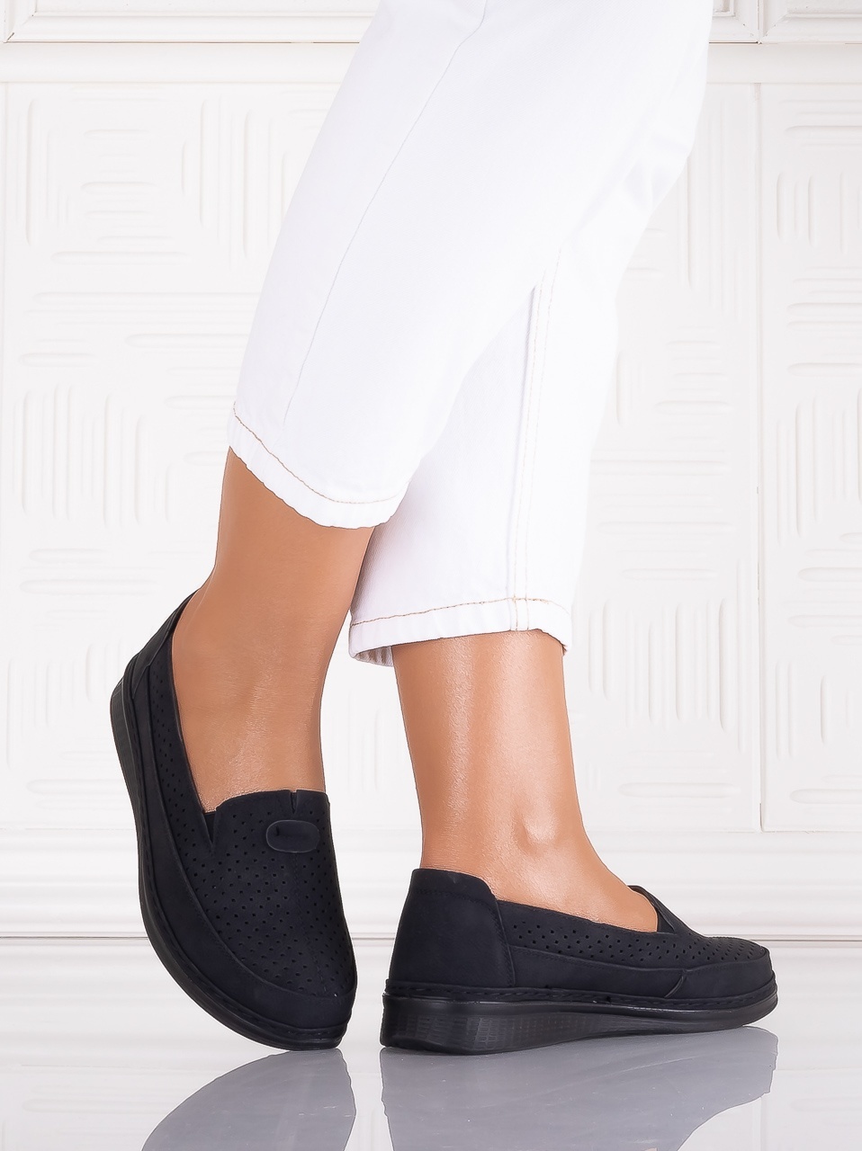 Pantofi dama casual Negri din Piele Ecologica Atinos - poza 4