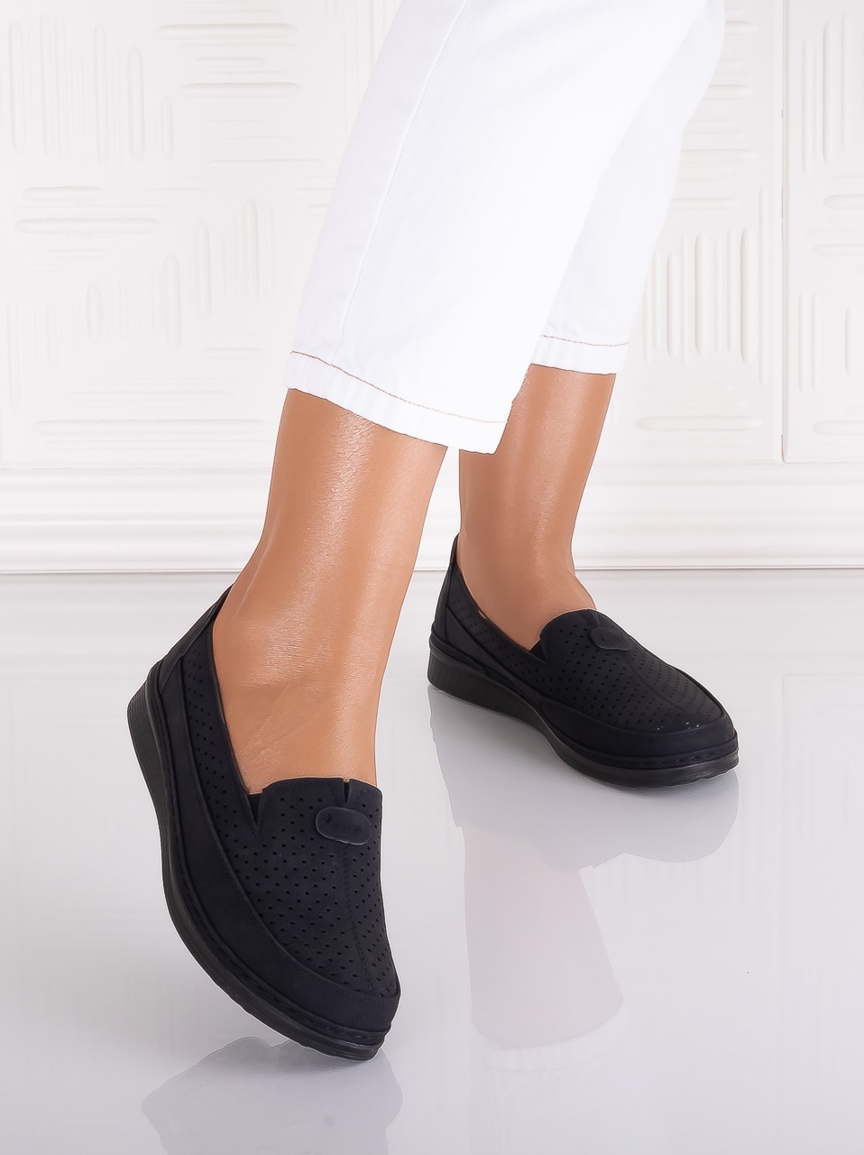 Pantofi dama casual Negri din Piele Ecologica Atinos - poza 5