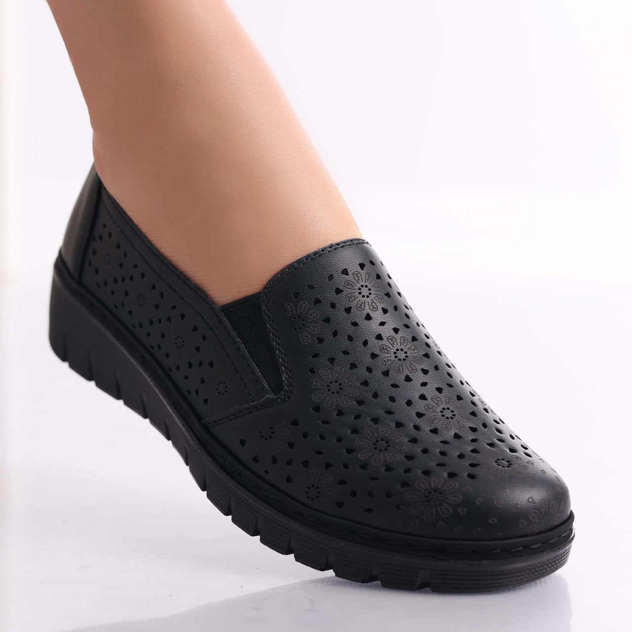 Pantofi dama casual Negri din Piele Ecologica Atsoi - poza 1