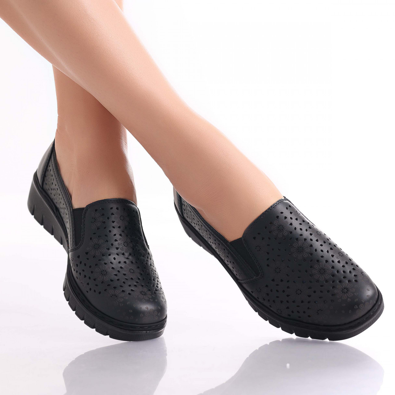 Pantofi dama casual Negri din Piele Ecologica Atsoi - poza 2