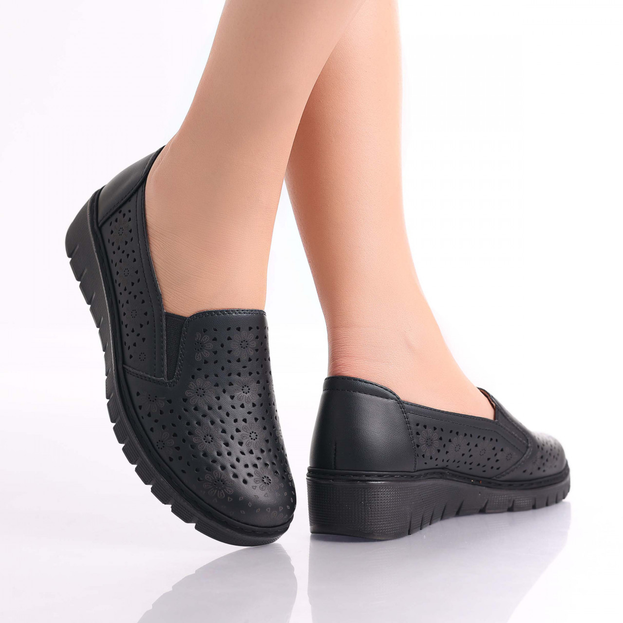 Pantofi dama casual Negri din Piele Ecologica Atsoi - poza 3