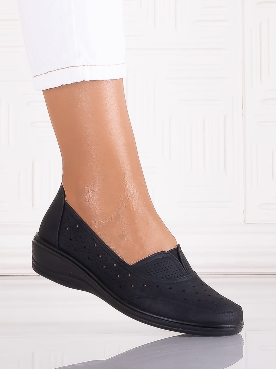 Pantofi dama casual Negri din Piele Ecologica Audara