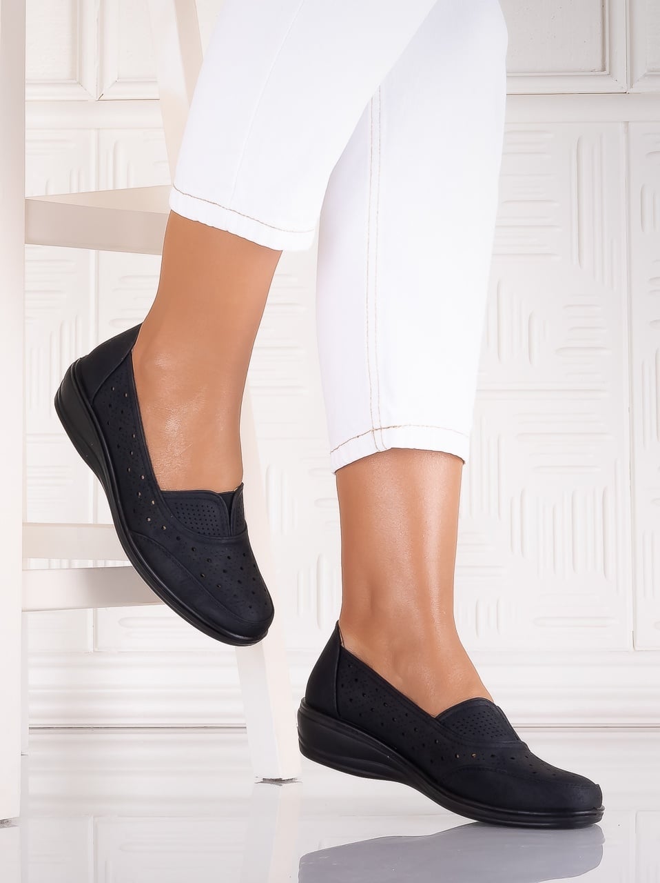 Pantofi dama casual Negri din Piele Ecologica Audara - poza 3