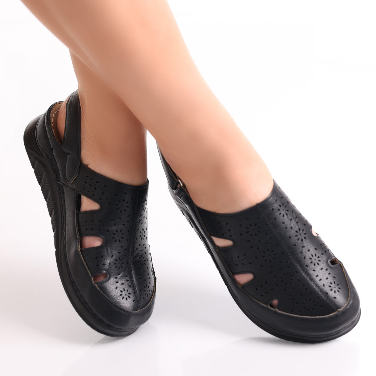 Pantofi dama casual Negri din Piele Ecologica Cadida - poza 2