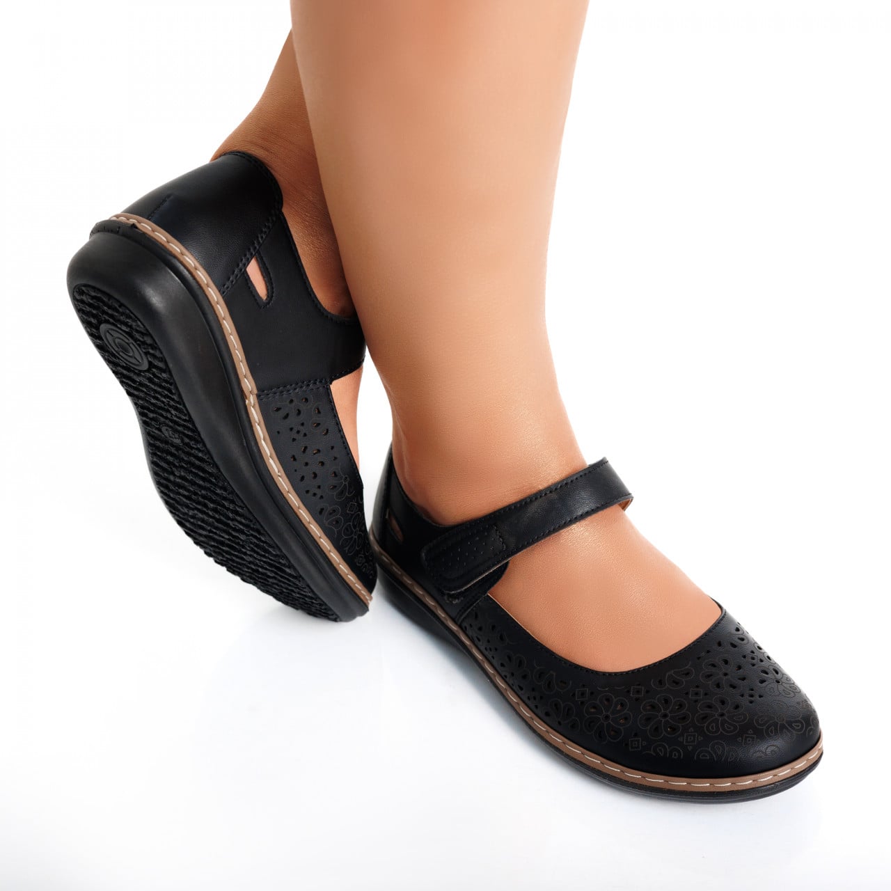 Pantofi dama casual Negri din Piele Ecologica Careta - poza 1