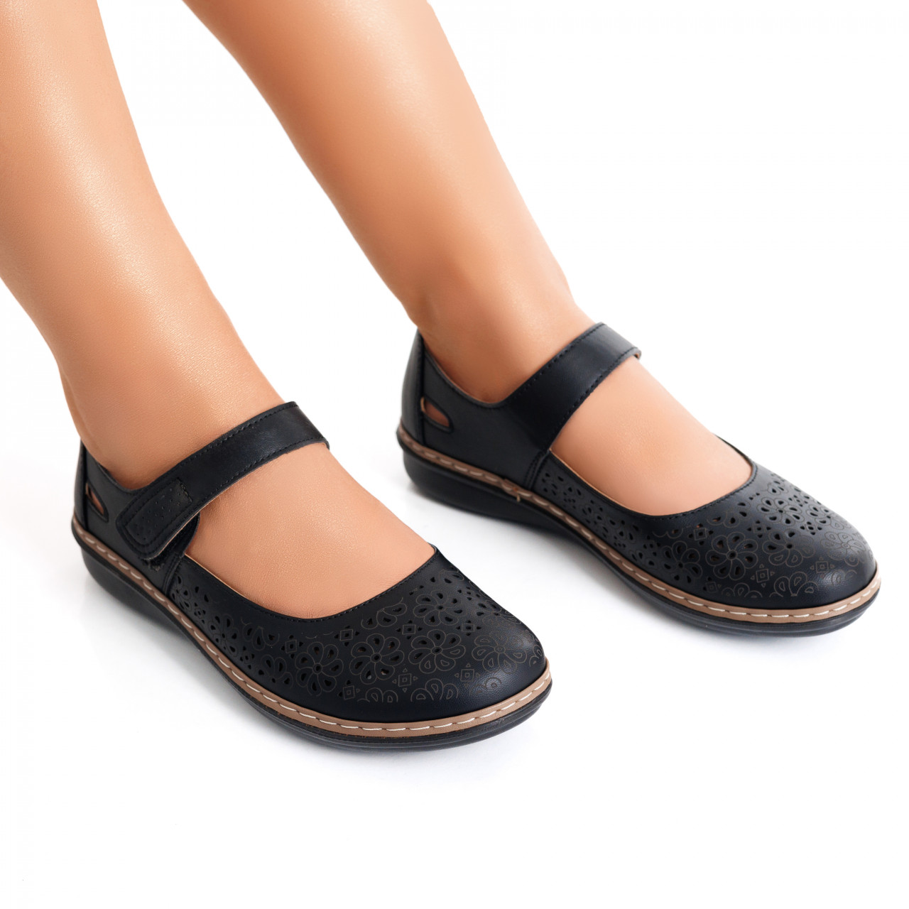 Pantofi dama casual Negri din Piele Ecologica Careta - poza 2
