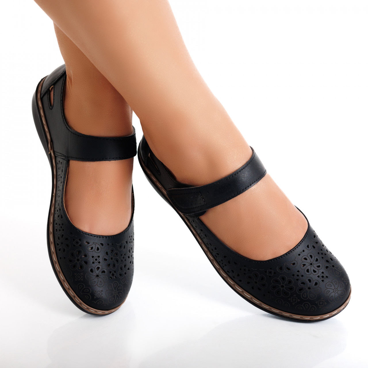 Pantofi dama casual Negri din Piele Ecologica Careta - poza 3