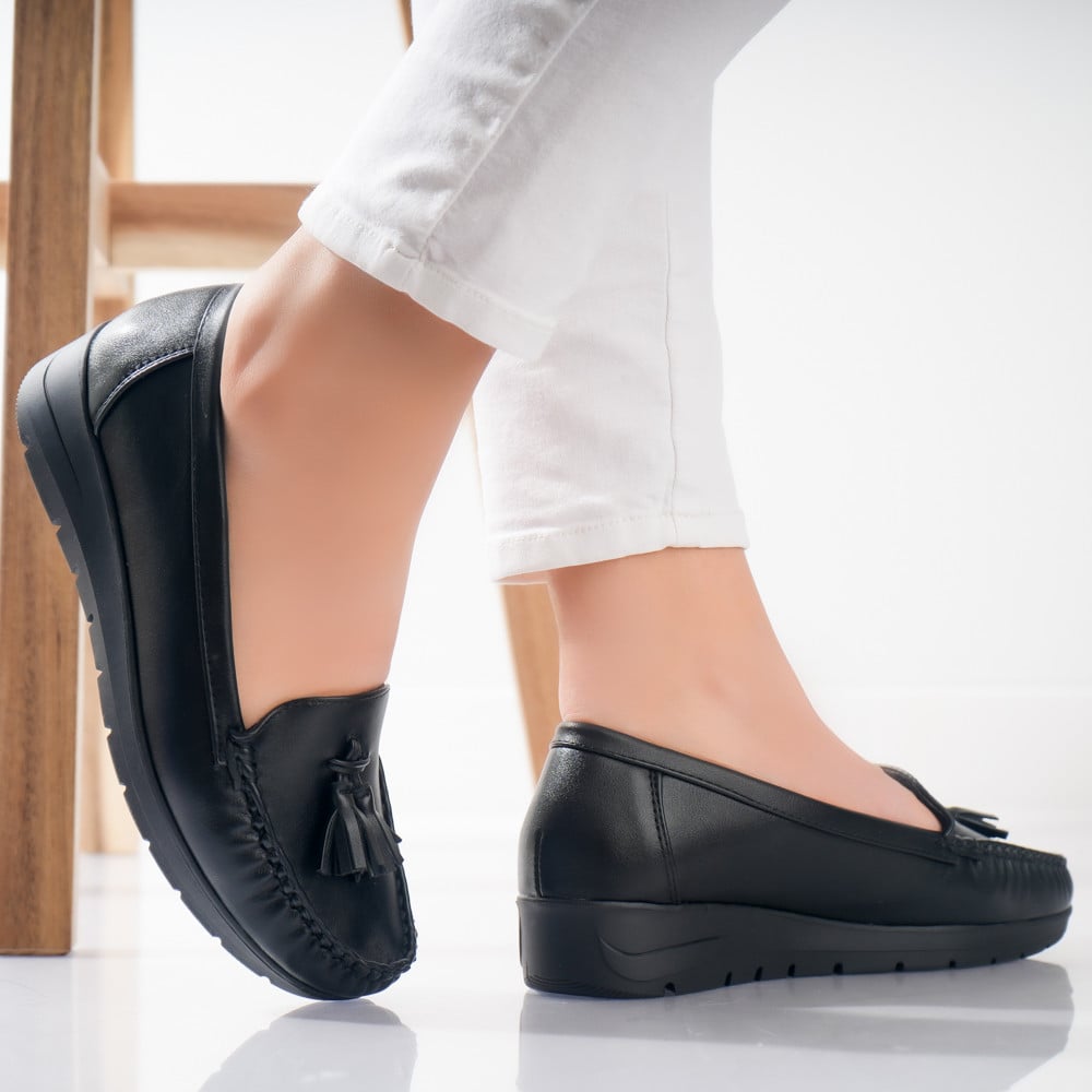 Pantofi dama casual Negri din Piele Ecologica Casane - poza 2