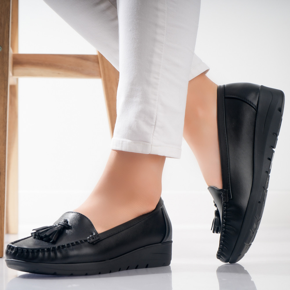 Pantofi dama casual Negri din Piele Ecologica Casane - poza 3