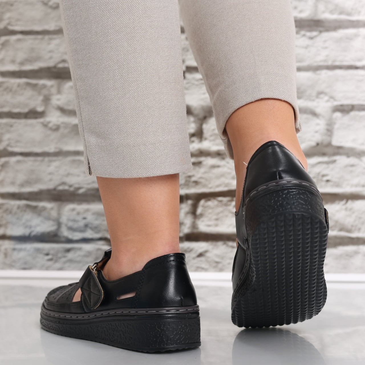 Pantofi dama casual Negri din Piele Ecologica Cataria - poza 5