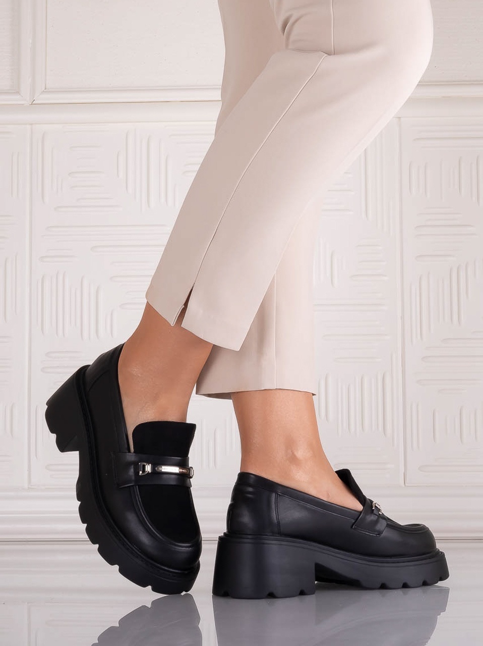 Pantofi dama casual Negri din Piele Ecologica Catilea - poza 2